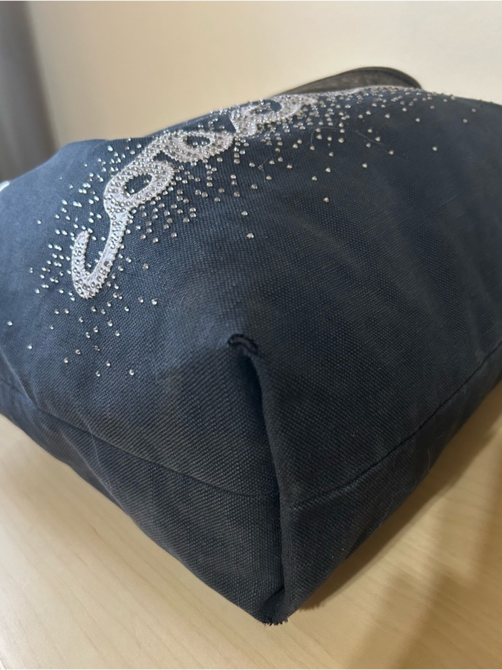 Coach Poppy Black Denim Rhinestone Tote 16319 - Picture 12 of 16